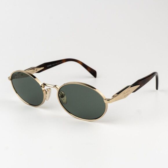 NEW Prada PR65ZS ZVN70L Pale Gold Dark Green Oval Metal Unisex Sunglasses main image 6
